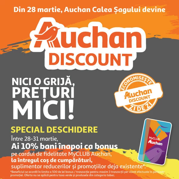 Hipermarketul Auchan Calea Șagului devine Auchan Discount